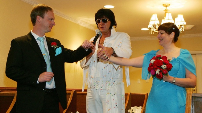 They demand that Elvis Presley impersonators stop performing express marriages in Las Vegas