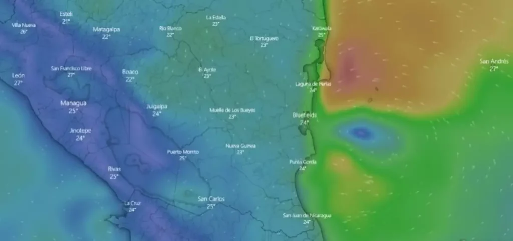 Tropical depression approaches Nicaragua and will affect the Caribbean coast