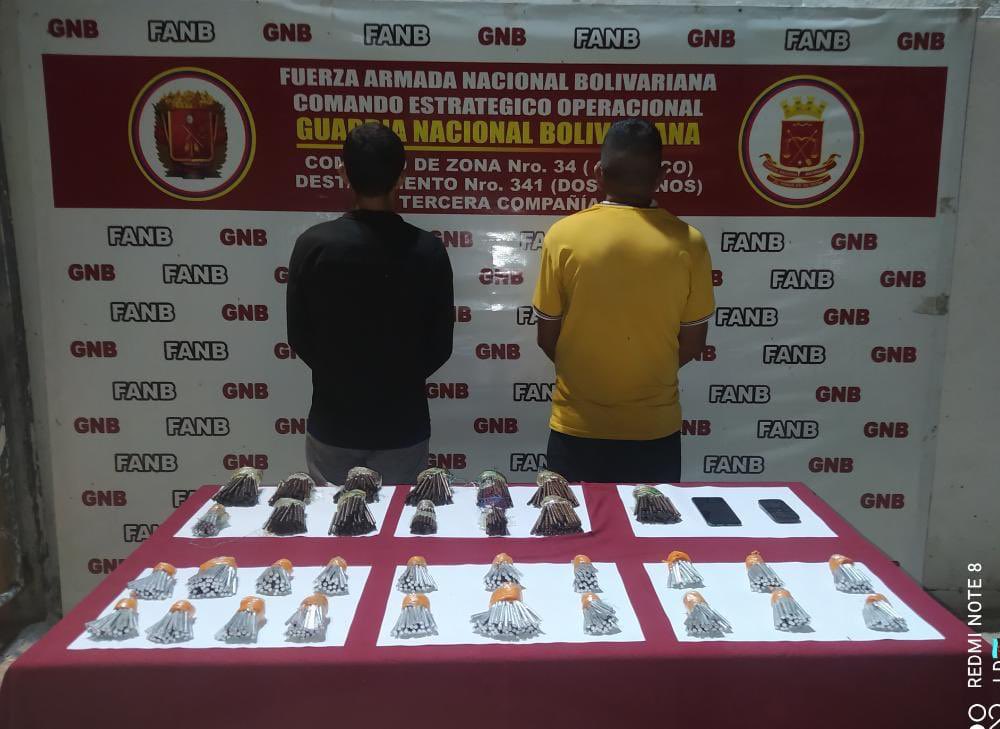 Two people arrested with 1,200 electric detonators in Guárico