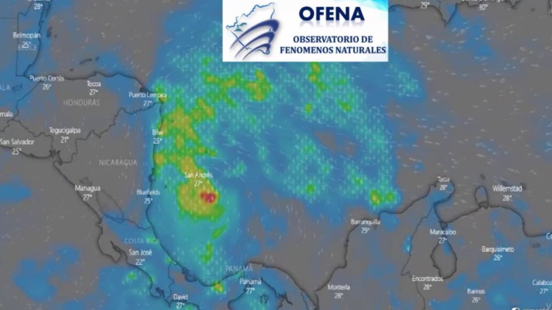 Warning about the probability of a hurricane entering Nicaragua