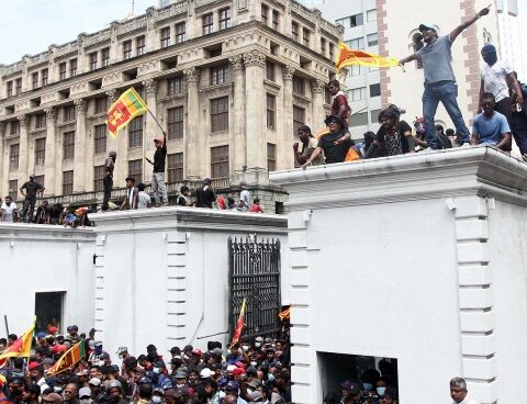 A crowd took over the residence of the Sri Lankan president to demand his resignation