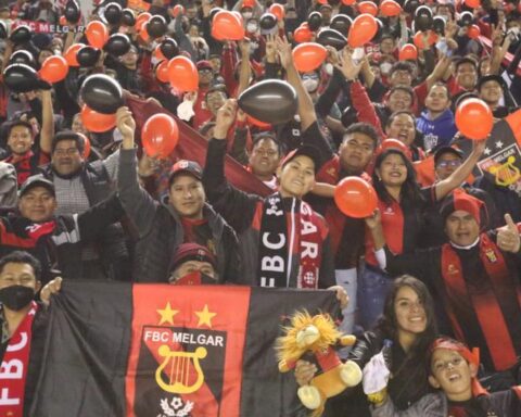 FBC Melgar fans fill the UNSA stadium for the Copa Sudamericana final
