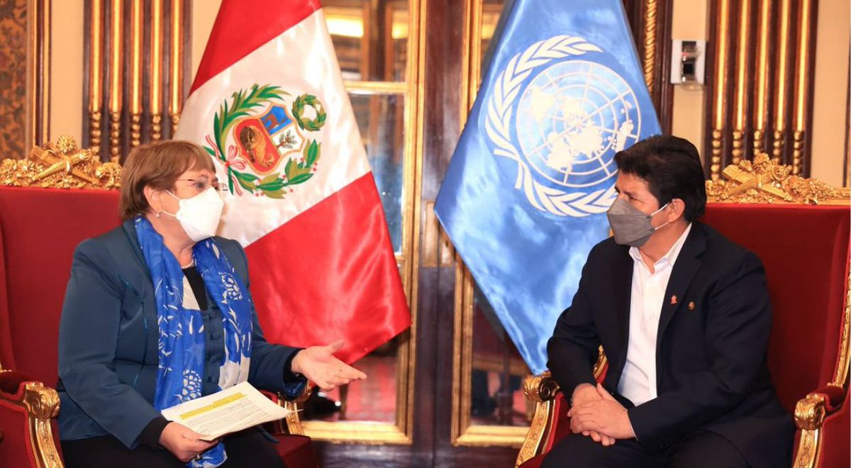 Pedro Castillo received Michelle Bachelet, United Nations High Commissioner, at the Government Palace