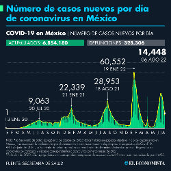 Number of cases of Covid-19 in Mexico as of August 06, 2022