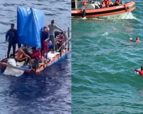 A cruise ship rescues eight Cubans on a raft made of barrels and inner tubes