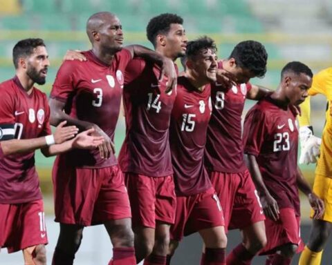 After four months of preparation behind closed doors, the Qatar team before its first test