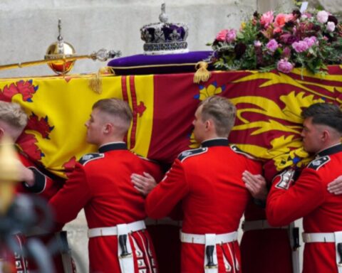 Elizabeth II's procession through central London after the funeral