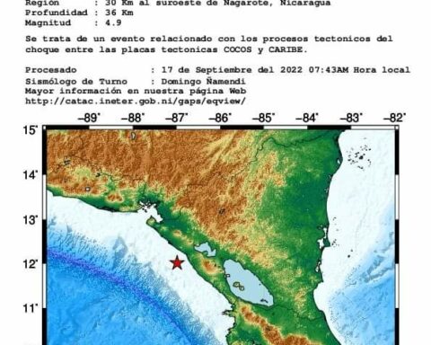 Magnitude 4.9 earthquake shakes the Pacific coast of Nicaragua, without damage