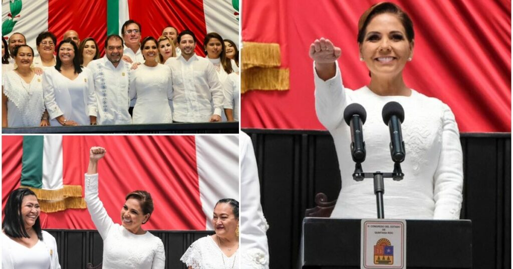 Mara Lezama protests as the first female governor of Quintana Roo