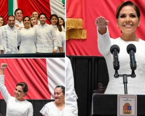 Mara Lezama protests as the first female governor of Quintana Roo