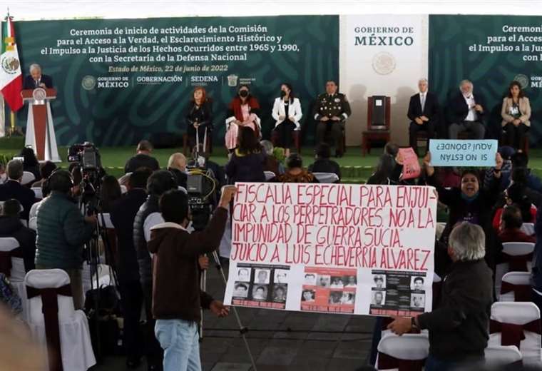 Relatives of victims of dirty war in Mexico enter a military camp