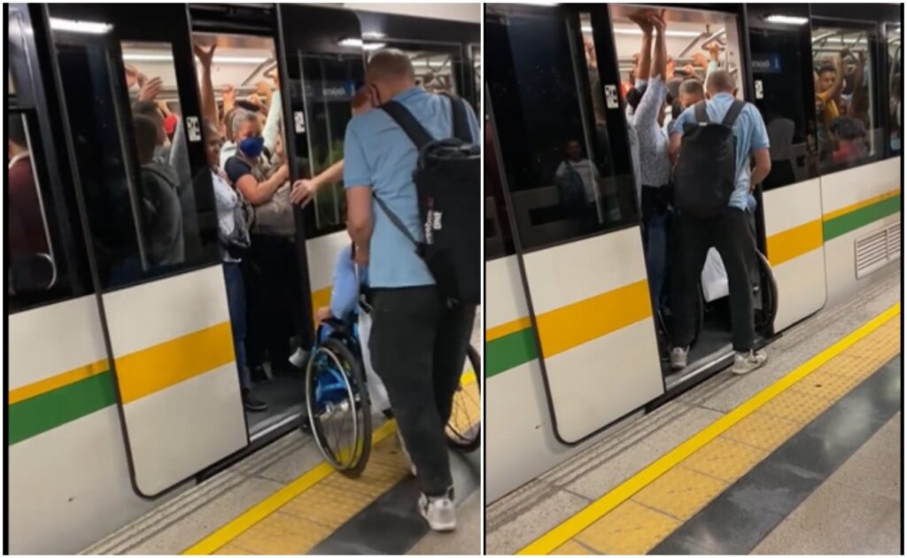 [Video] The ordeal of a wheelchair user to get on the Medellin Metro