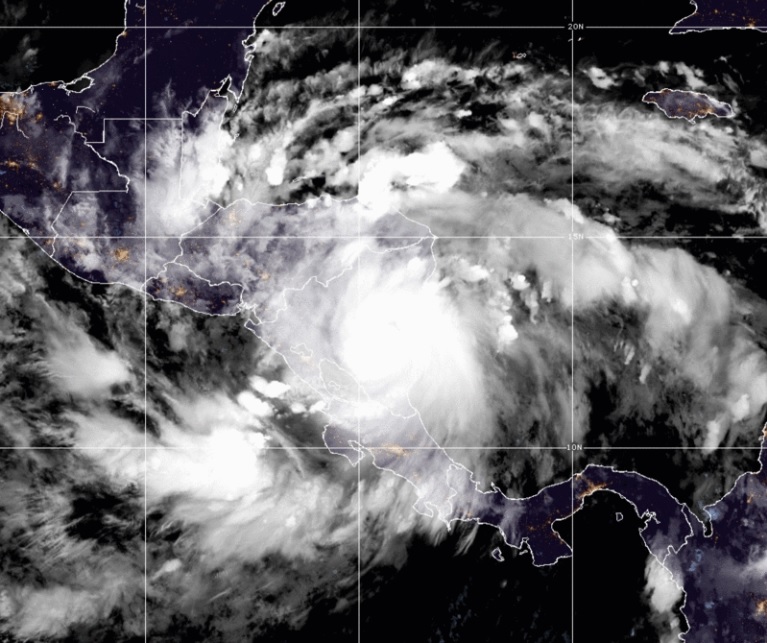 Julia downgrades to a tropical storm as it moves over Nicaragua