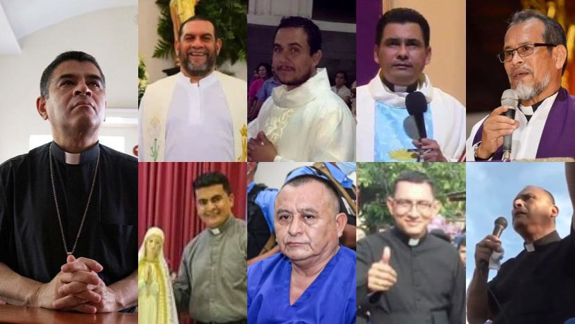 These are the nine priests imprisoned by Daniel Ortega