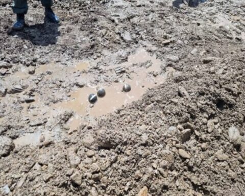 Three grenades recovered from the rubble of Las Tejerías