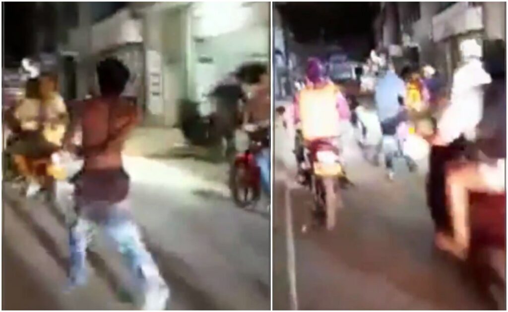 [Video] Thief was tied to a motorcycle and dragged around the town while everyone celebrated