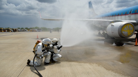 A simulated plane crash was successfully carried out