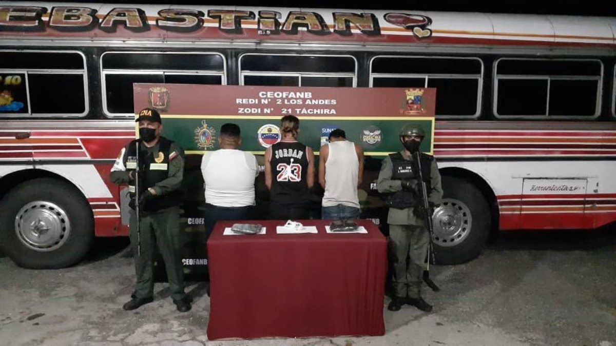 FANB captures 3 subjects with a kilogram of marijuana in Táchira