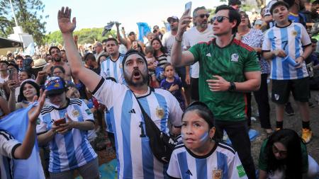 Fans followed the triumph on a giant screen across the country