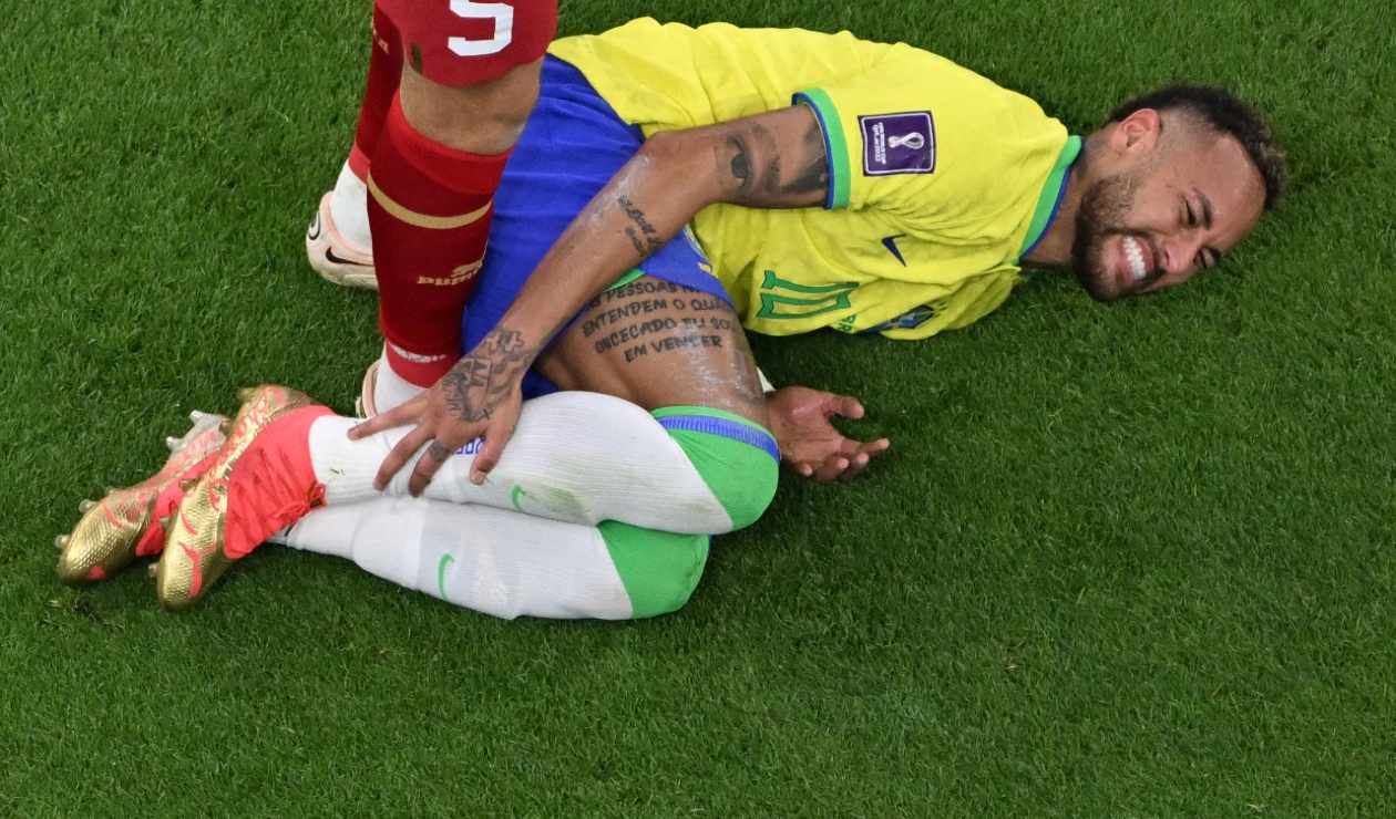 Neymar reacts after his severe ankle injury and risk of missing the World Cup