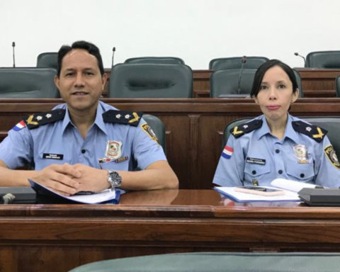 Police officers participate in a public hearing on the Bill against street sexual harassment