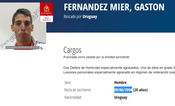 Red alert from Interpol against the murderer of Hernán Fiorito, who was released from prison due to legal intricacies