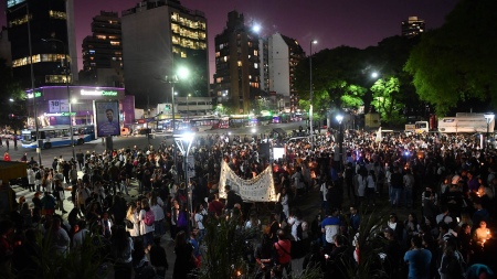 Residents and attendees convene a second "night lights"