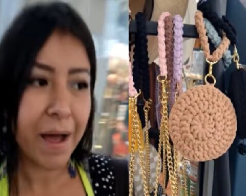 "The artisans are paid 30,000 and here they are sold for 160,000," a woman complains about "very expensive" rag bags at the Bogota airport