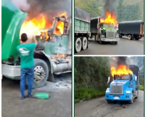 They report that they set fire to five tractor-trailers on a road in Norte de Santander