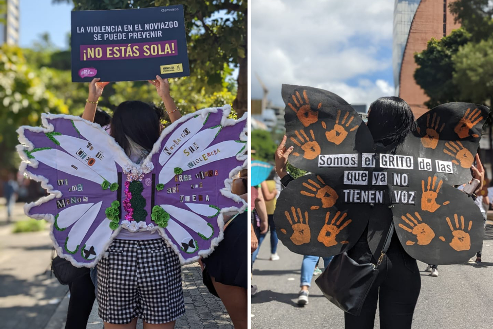 Women spread their wings in Caracas to protest the abandonment of the State