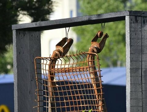 Artists made works of art from burned remains of the English Store