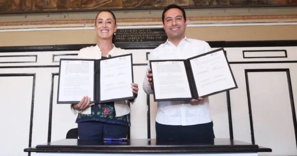 Claudia Sheinbaum and Mauricio Vila sign tourism agreement in Yucatan