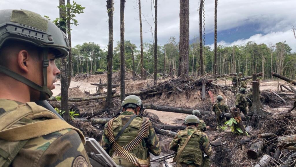 FANB dismantled illegal mining camp in Parque Canaima