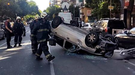 Flores: collided with two parked vehicles and overturned