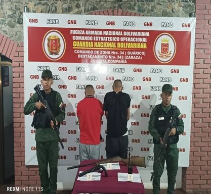 GNB arrested three from the Tren del Llano with weapons and drugs