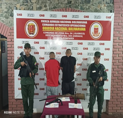 GNB arrested three from the Tren del Llano with weapons and drugs