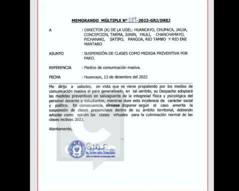 Junín: They issue a directive to suspend school classes as a prevention against protests