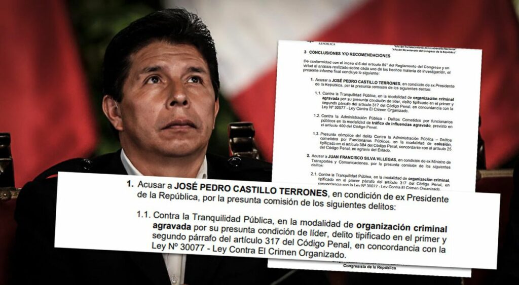 Pedro Castillo: They raise charges for criminal organization and influence peddling