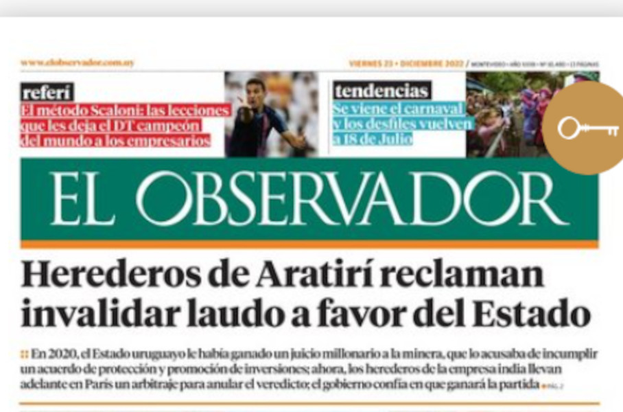 The paper edition of El Observador closes on the 31st