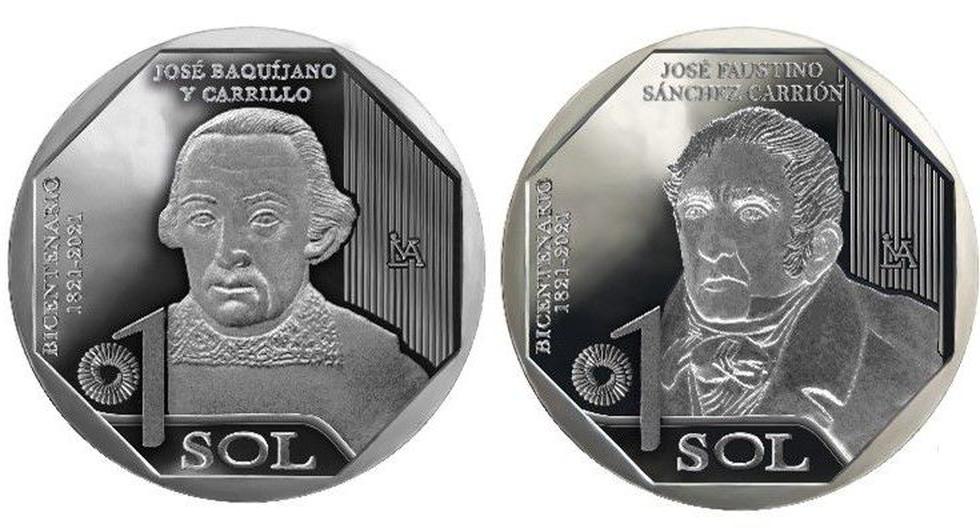 These are the new S/1 coins of José Baquíjano y Carrillo and José Faustino Sánchez Carrión