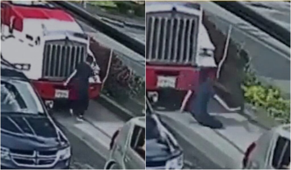 [Video] Woman who was attached to the cell phone was hit by a tractor-trailer: She was saved by a miracle