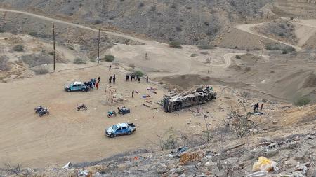 24 people died when a bus fell off a cliff in Peru