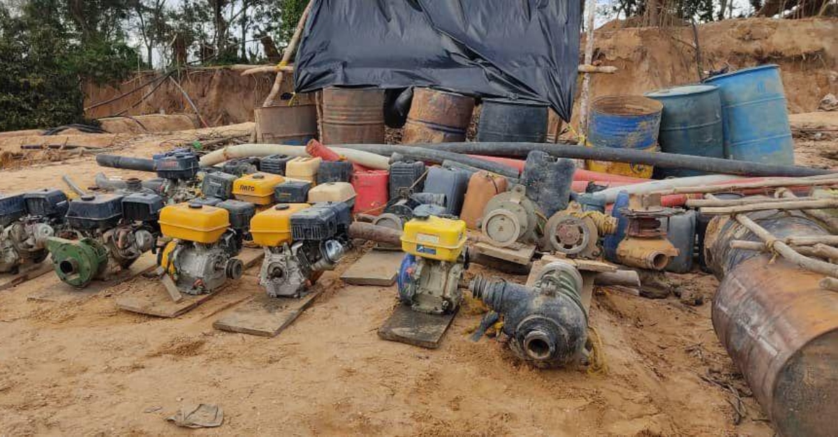 Illegal mining camp dismantled in Bolívar with 17 motorized pumps