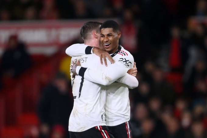 Manchester United thrashed Nottingham Forest 3-0 and has a foot and a half in the Carabao Cup final