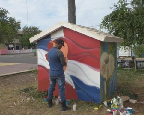 The muralist Luis Castillo began this Friday the reconstruction of the image of the patrician Juan Pablo Duarte that had been distorted in the Pedernales park.