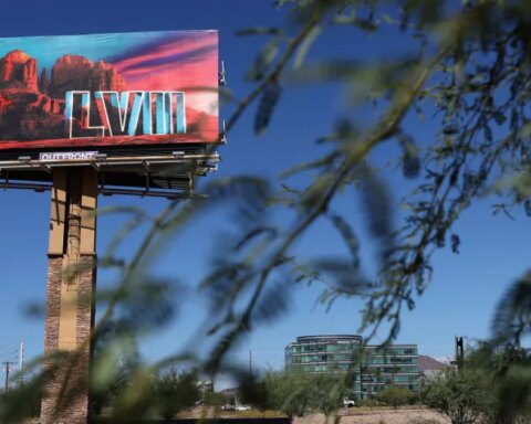 The Mexican avocado looks for a 'touchdown' during Super Bowl LVII