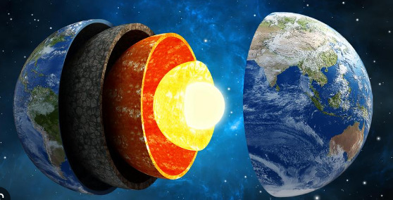 The core of the earth stopped and now seems to rotate in the opposite direction