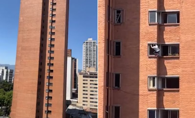 Video|  Woman risks her life to clean windows 10 stories high