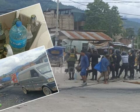Almost 5 days after the blockade, PNP releases the historic bridge in Perené and seizes Molotov cocktails