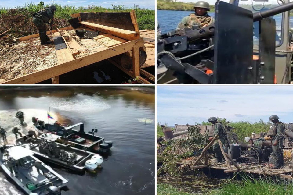 Military destroy three vessels used for illegal mining in Bolívar